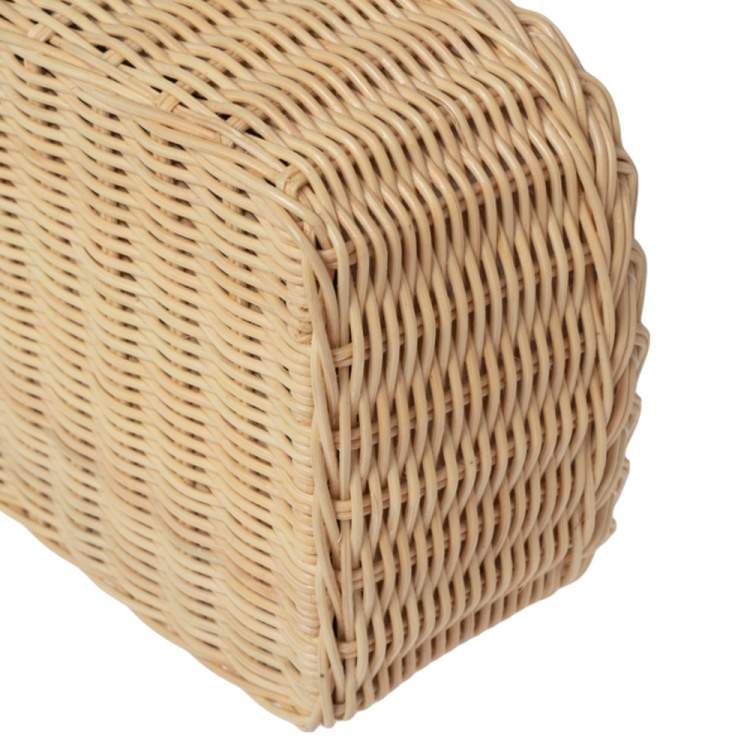 Pre Owned Prada White Canvas and Wicker Bucket Bag