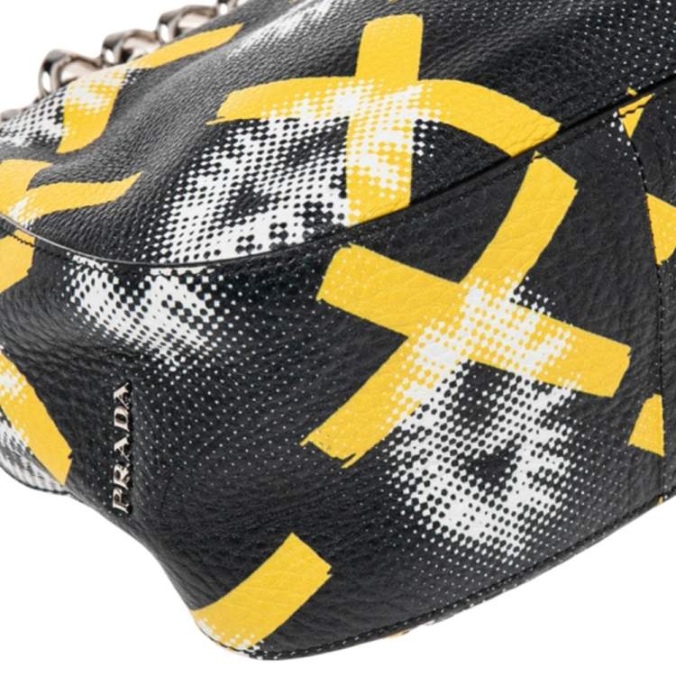 Pre Owned Prada Multicolor Daino St.Eyes Leather Chain Top Handle Bag