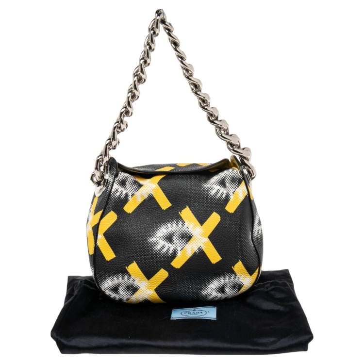 Pre Owned Prada Multicolor Daino St.Eyes Leather Chain Top Handle Bag