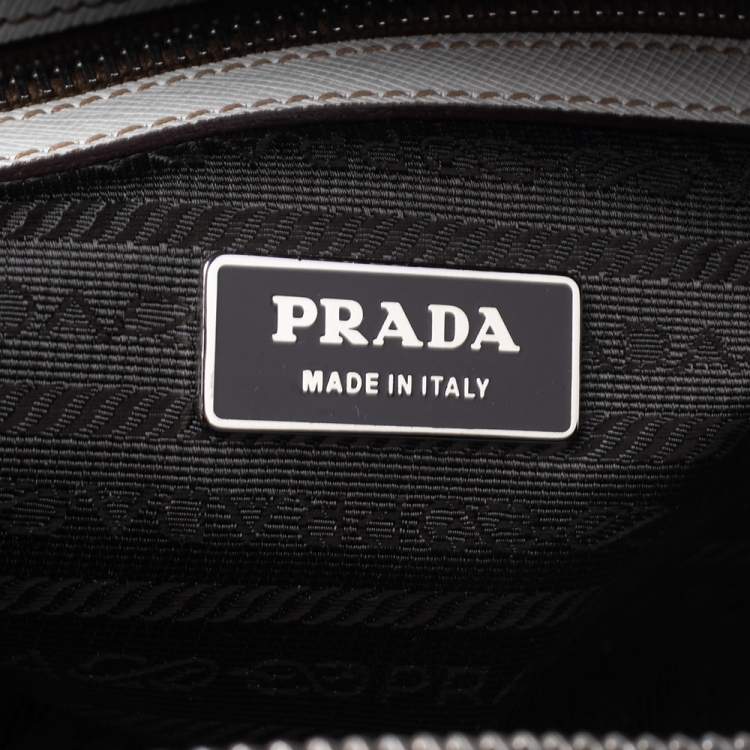 Pre Owned Prada Off-White Saffiano Leather Bauletto Bag