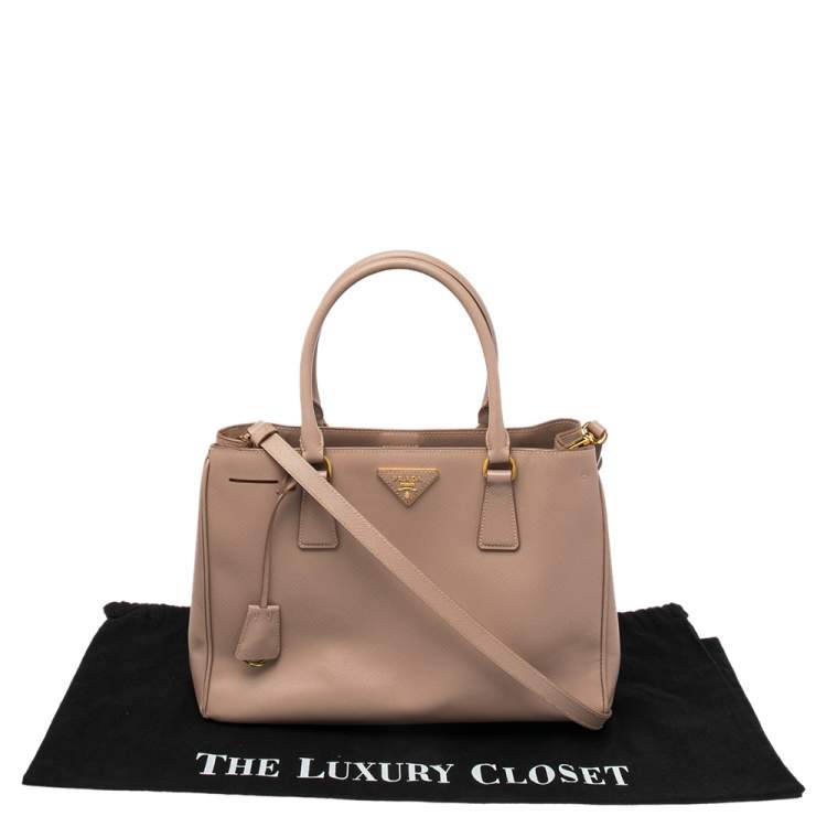 Pre Owned Prada Beige Saffiano Leather Medium Galleria Tote