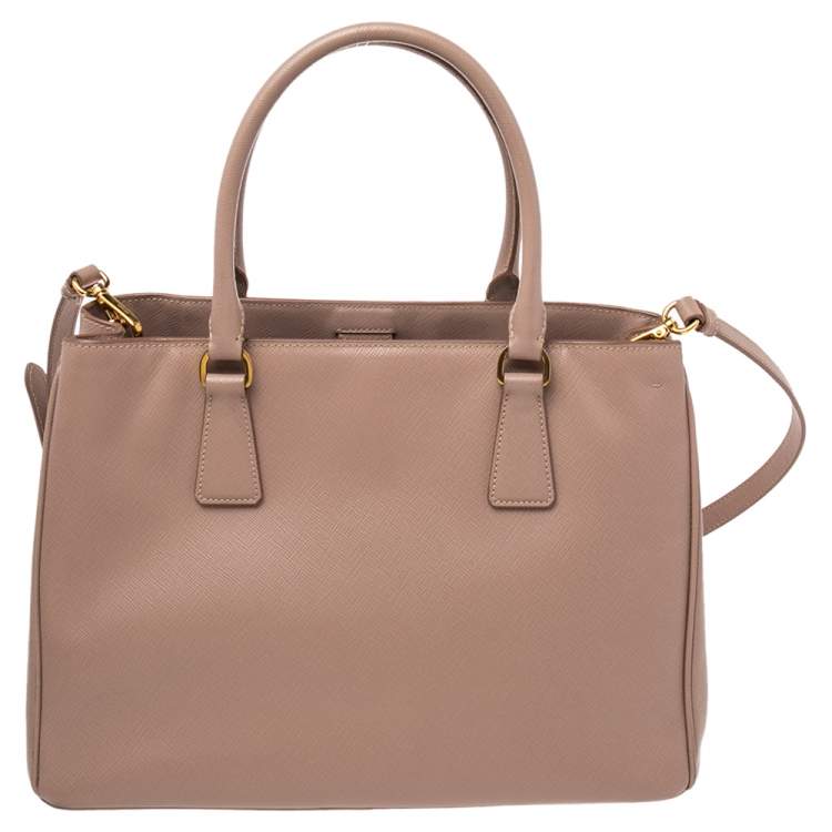 Pre Owned Prada Beige Saffiano Leather Medium Galleria Tote