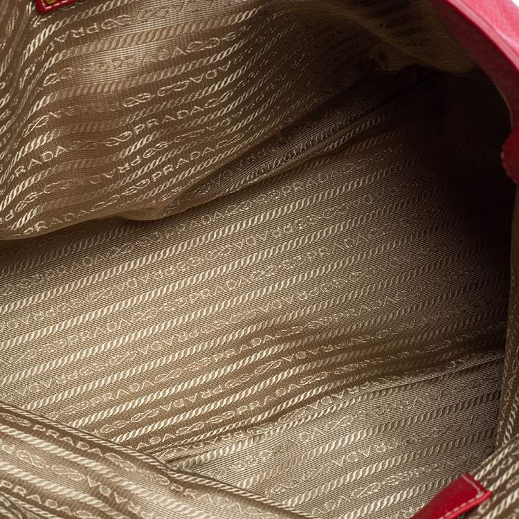 Pre Owned Prada Red Vitello Daino Leather Shopper Tote