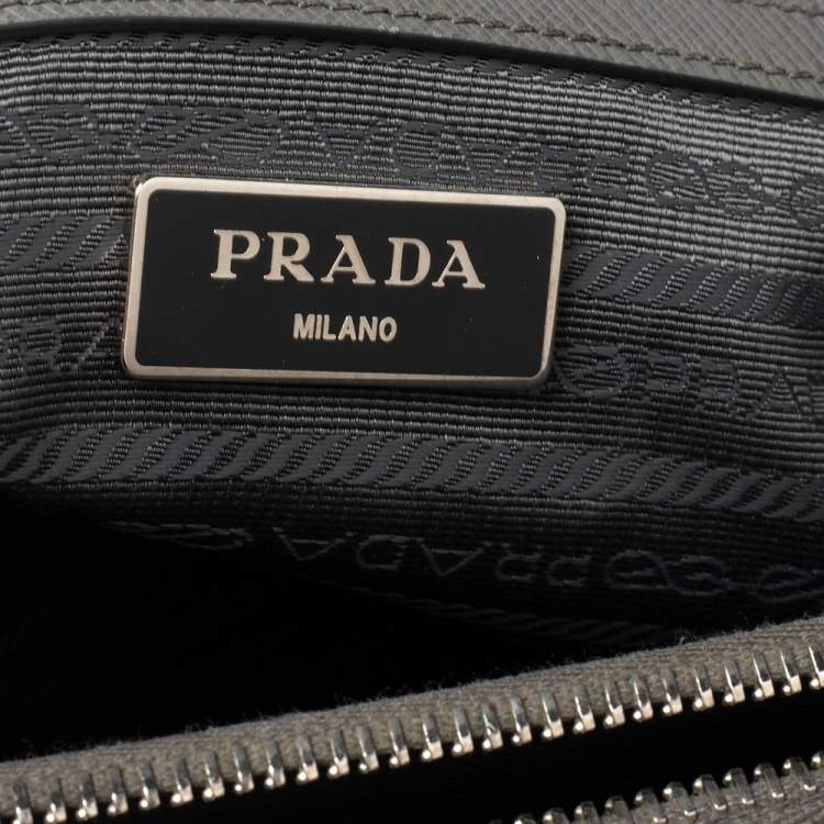 Pre Owned Prada Grey Saffiano Lux Leather Small Galleria Tote