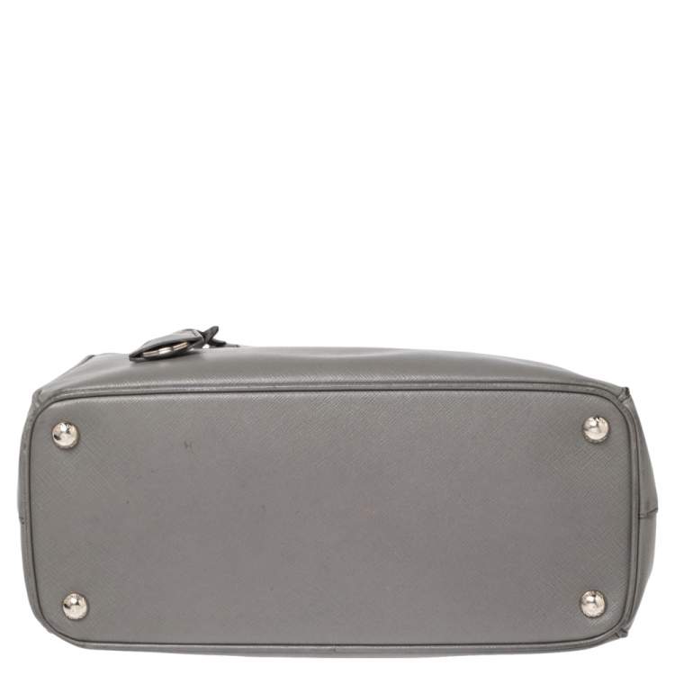 Pre Owned Prada Grey Saffiano Lux Leather Small Galleria Tote