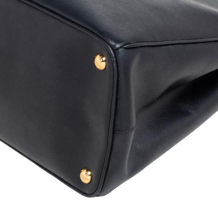Pre Owned Prada Black Saffiano Lux Leather Large Galleria Double Zip Tote
