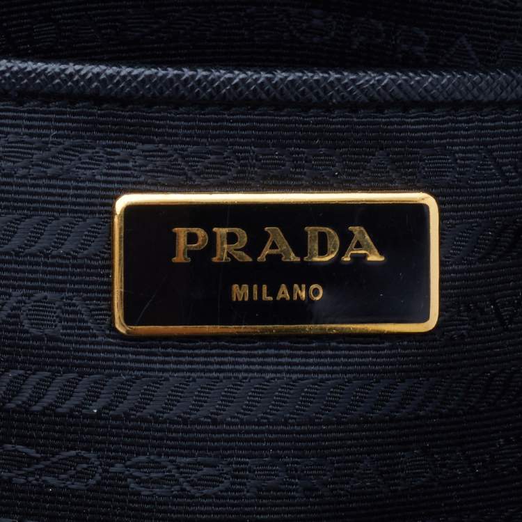 Pre Owned Prada Black Saffiano Lux Leather Medium Galleria Double Zip Tote