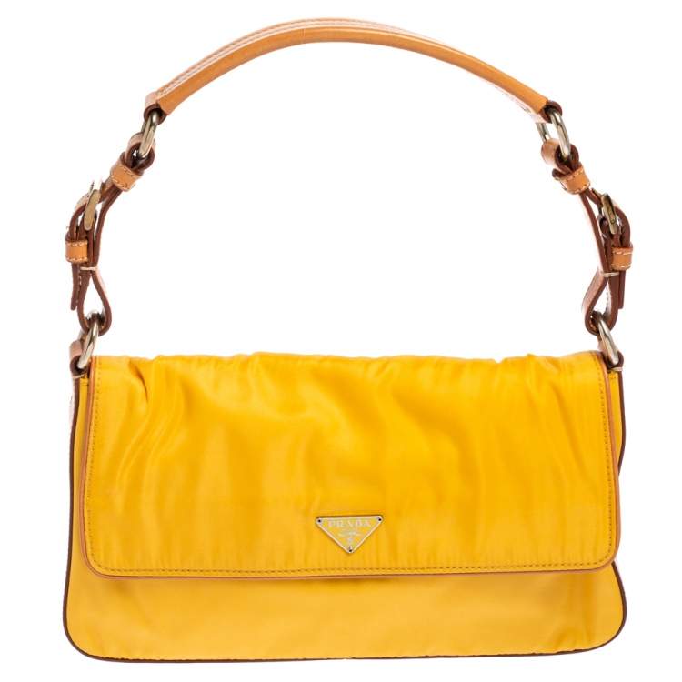 Prada Yellow Nylon and Leather Flap Shoulder Bag Prada | TLC