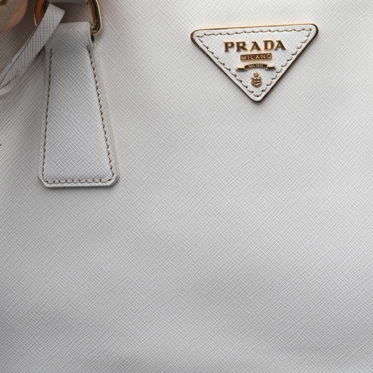 مملوكة مسبقًا Prada White Saffiano Lux Leather Large Galleria Tote