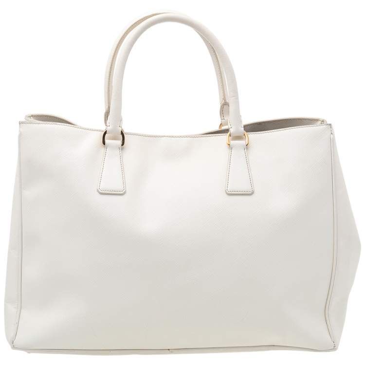 مملوكة مسبقًا Prada White Saffiano Lux Leather Large Galleria Tote