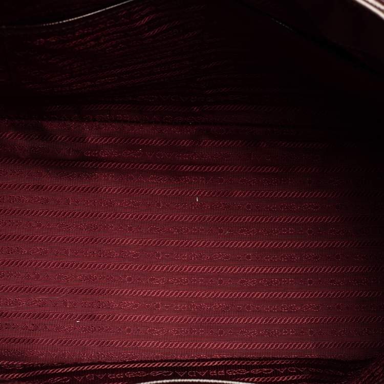 Pre Owned Prada Burgundy Saffiano Vernice Leather Medium Galleria Tote