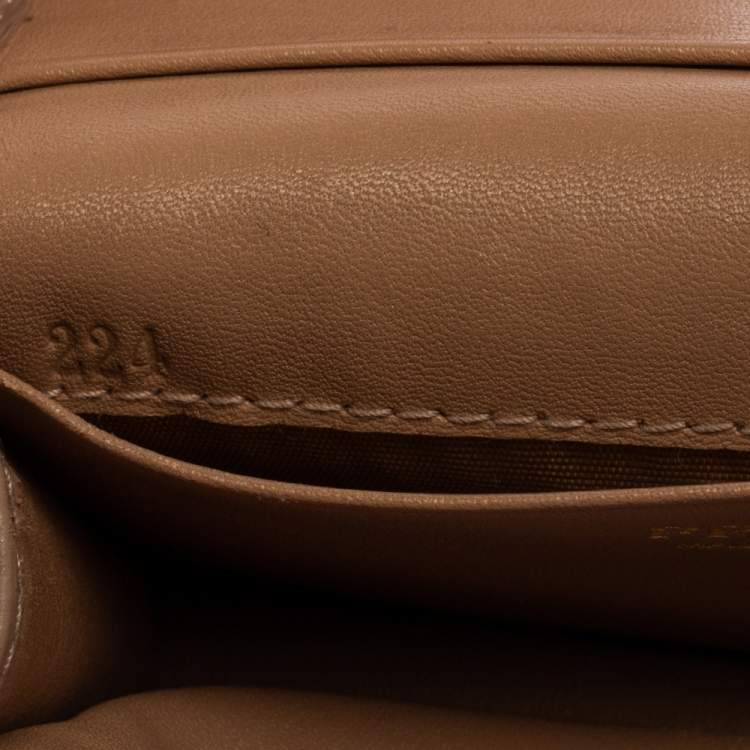 Pre Owned Prada Beige Saffiano Metal Leather Card Holder