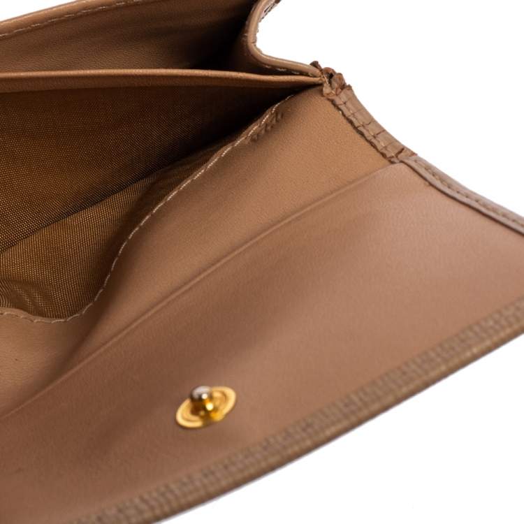Pre Owned Prada Beige Saffiano Metal Leather Card Holder