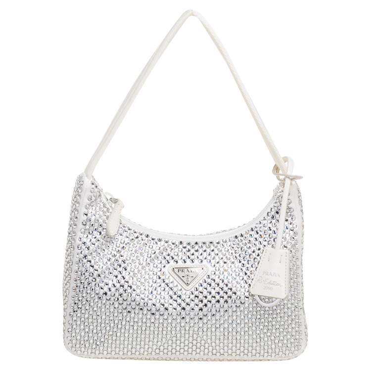 prada white baguette bag