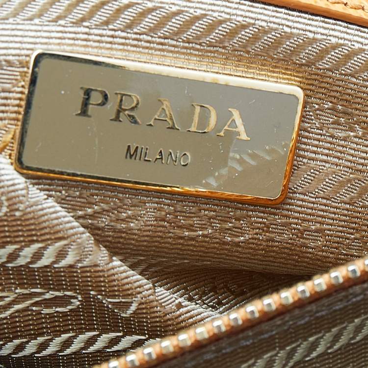 Pre Owned Prada Orange Saffiano Lux Leather Small Galleria Tote
