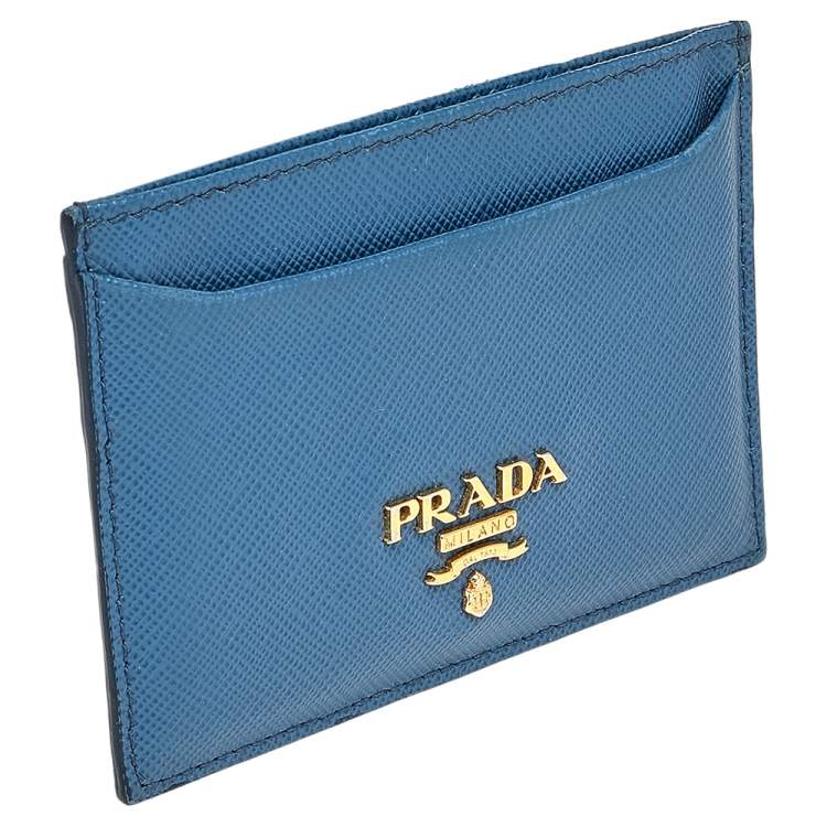 Pre Owned Prada Navy Blue Saffiano Leather Card Holder