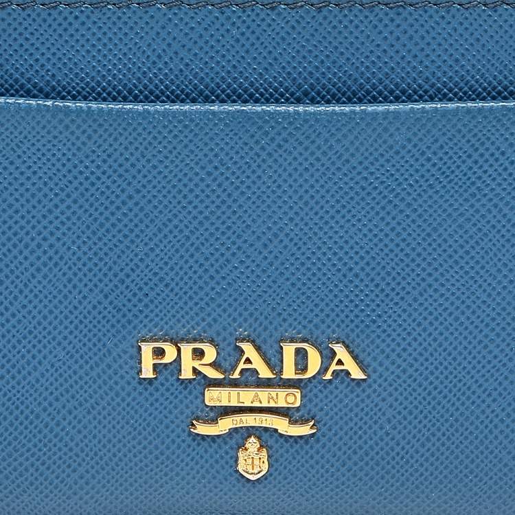 Pre Owned Prada Navy Blue Saffiano Leather Card Holder
