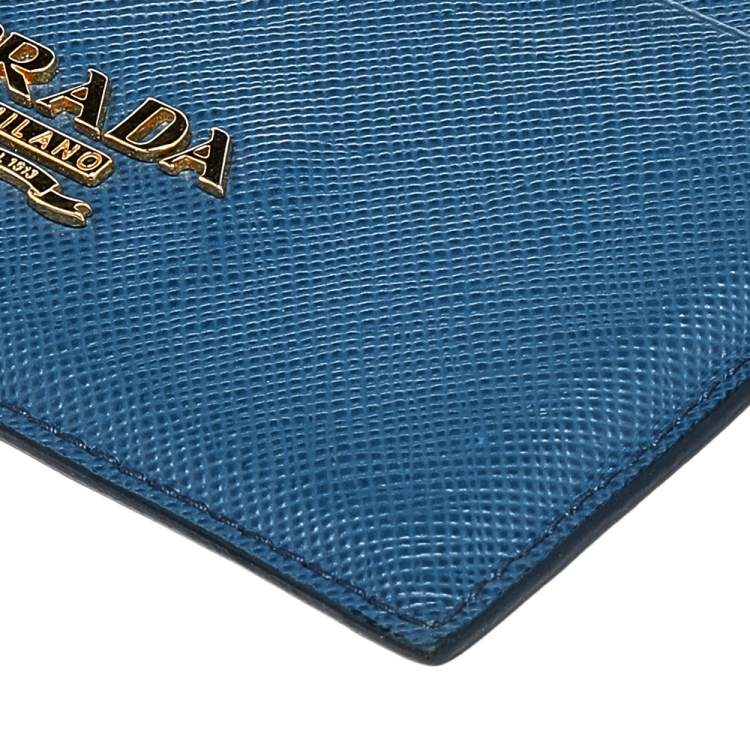 Pre Owned Prada Navy Blue Saffiano Leather Card Holder