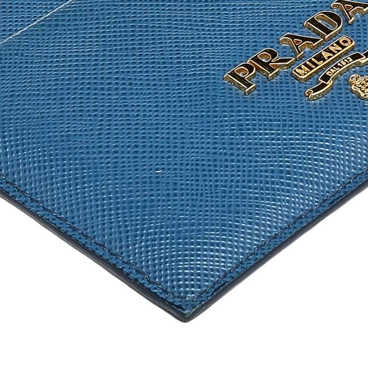 Pre Owned Prada Navy Blue Saffiano Leather Card Holder