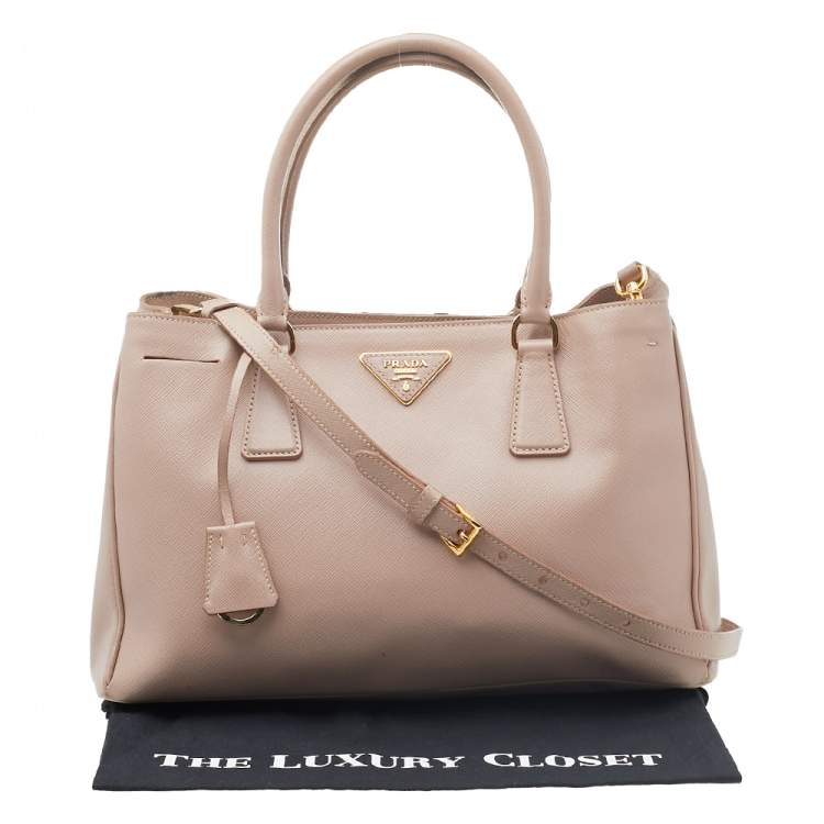 Pre Owned Prada Beige Saffiano Lux Leather Medium Galleria Tote