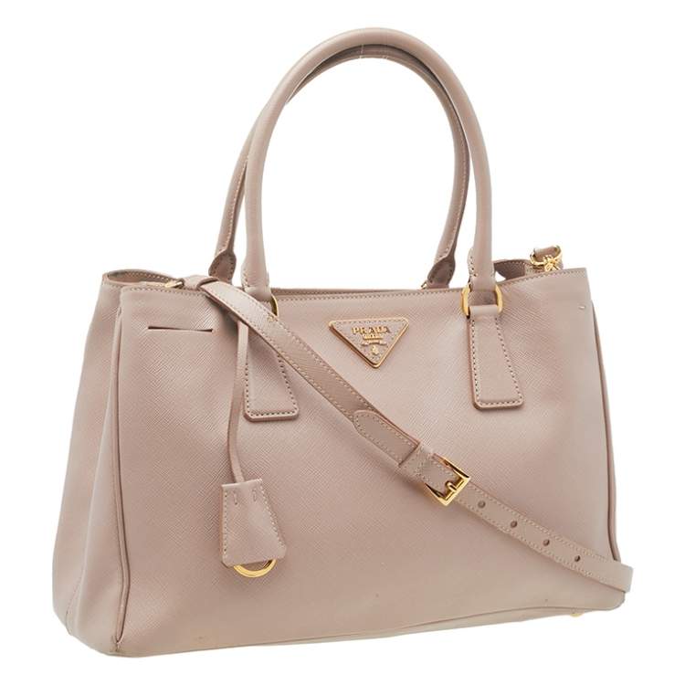 Pre Owned Prada Beige Saffiano Lux Leather Medium Galleria Tote
