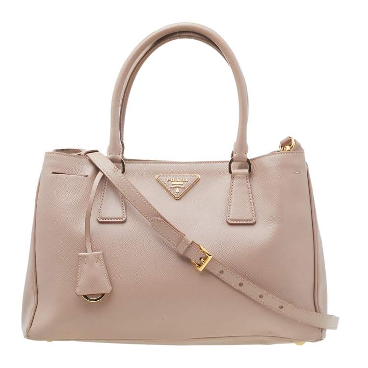 Pre Owned Prada Beige Saffiano Lux Leather Medium Galleria Tote