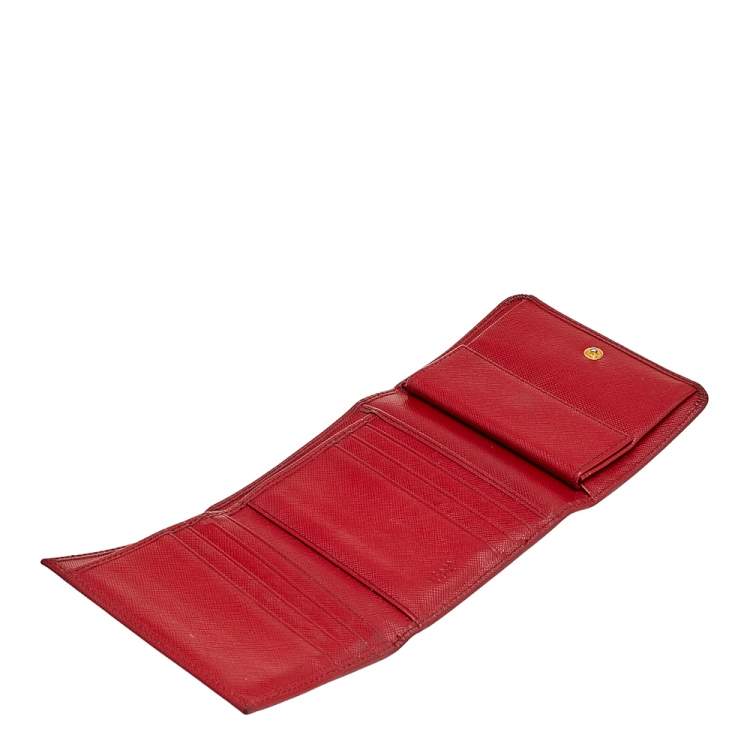 Prada Red Saffiano Wallet On Strap