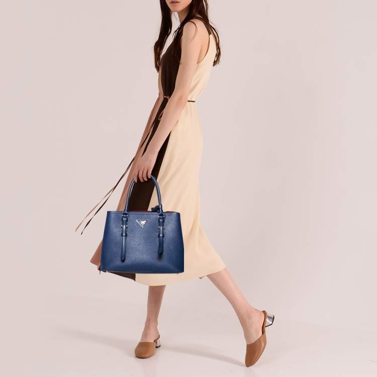 Prada Women's Saffiano Cuir Double Mini Tote Bag