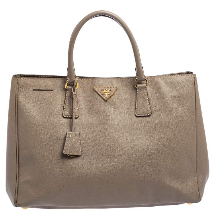 Prada Tan Saffiano Lux Leather Open Tote Prada