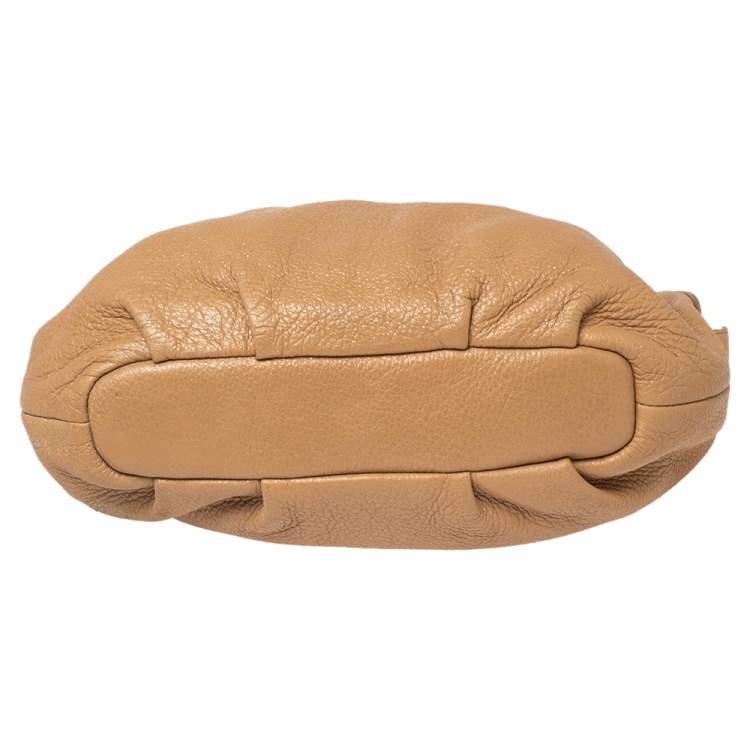 Pre Owned Prada Beige Cervo Lux Leather Woven Chain Hobo