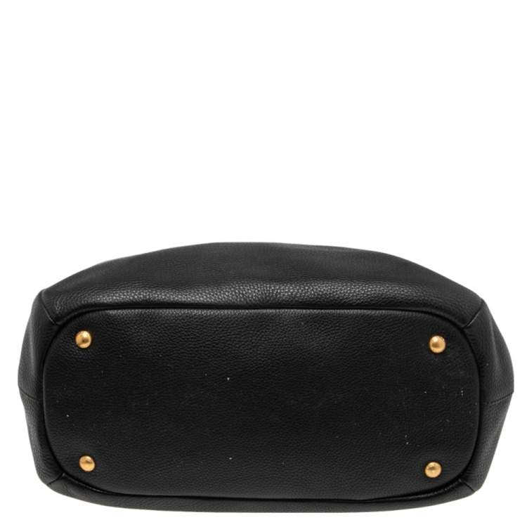 Pre Owned Prada Black Leather Vitello Daino Sacca 2 Manici Hobo