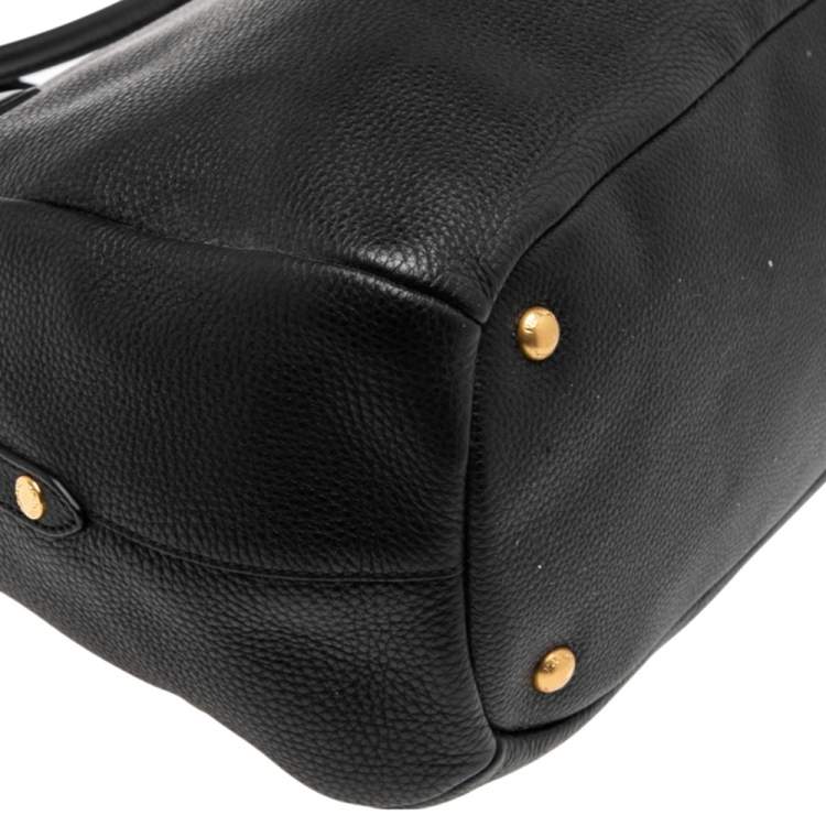 Pre Owned Prada Black Leather Vitello Daino Sacca 2 Manici Hobo