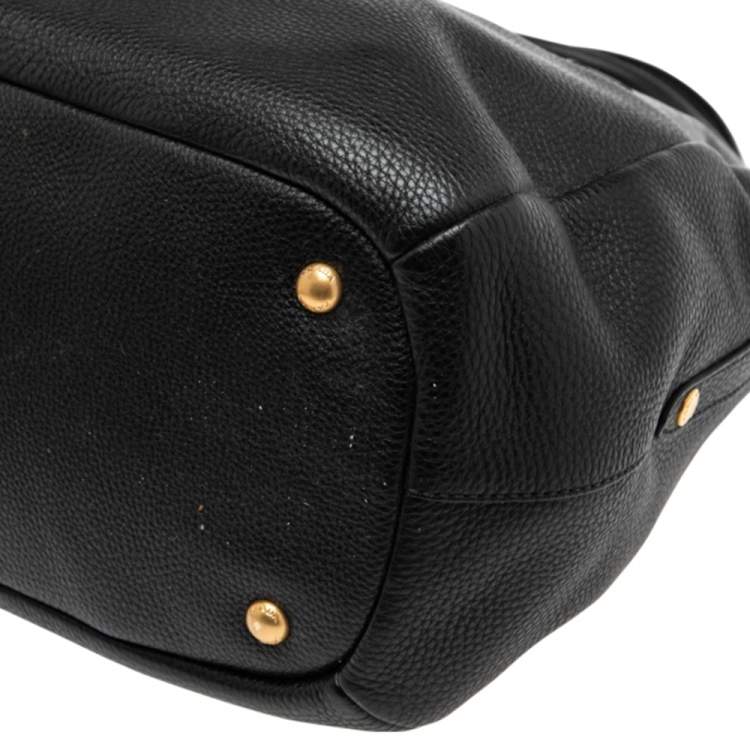 Pre Owned Prada Black Leather Vitello Daino Sacca 2 Manici Hobo