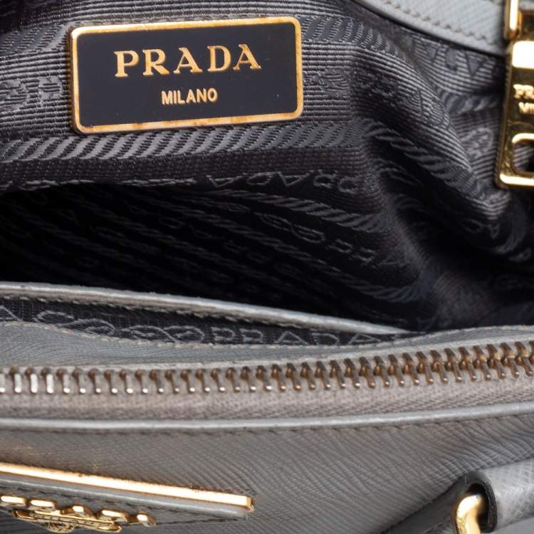 Pre Owned Prada Grey Saffiano Leather Small Galleria Tote