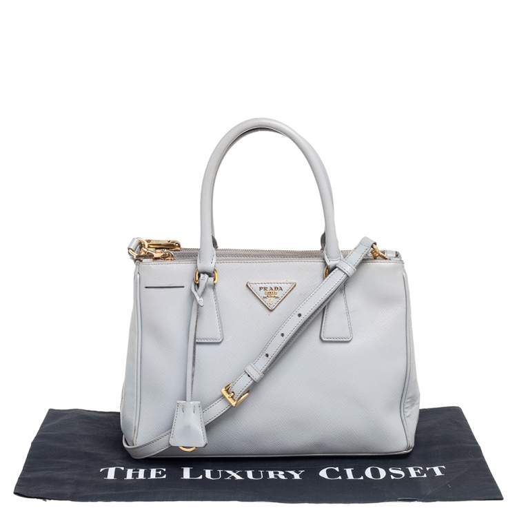 Pre Owned Prada Grey Saffiano Leather Small Galleria Tote