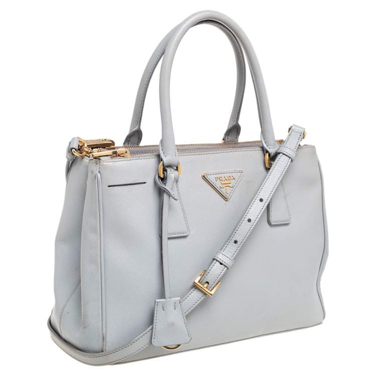Pre Owned Prada Grey Saffiano Leather Small Galleria Tote