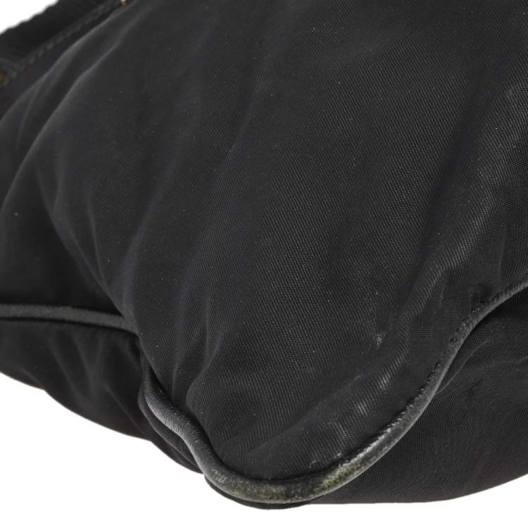 Pre Owned Prada Black Nylon and Leather Trim Dragon Embellished Messenger Bag