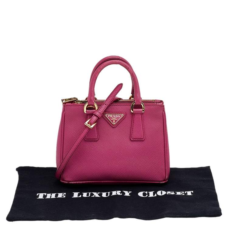 Pre Owned Prada Pink Saffiano Lux Leather Mini Galleria Tote