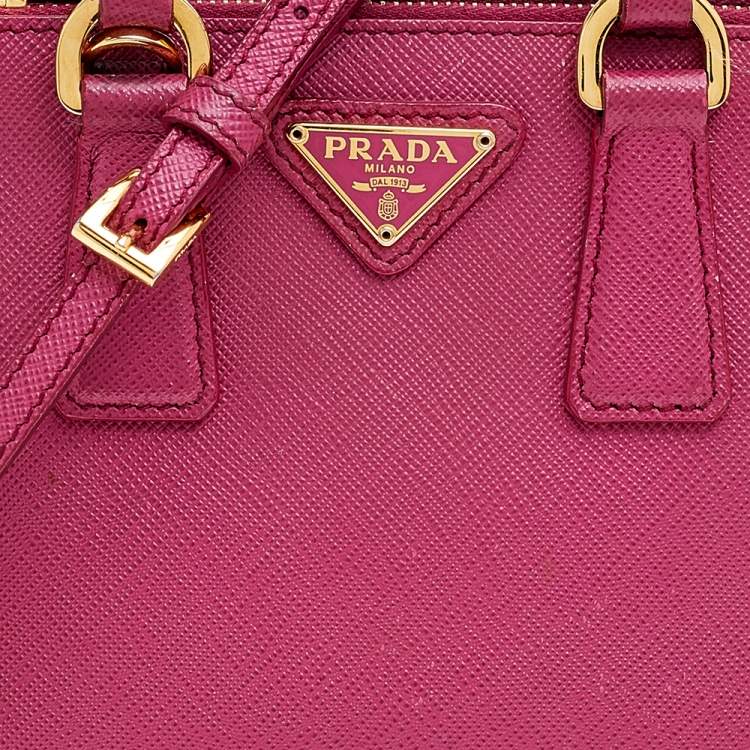 Pre Owned Prada Pink Saffiano Lux Leather Mini Galleria Tote