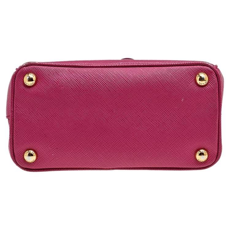Pre Owned Prada Pink Saffiano Lux Leather Mini Galleria Tote