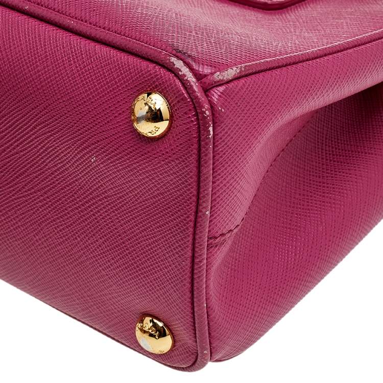 Pre Owned Prada Pink Saffiano Lux Leather Mini Galleria Tote