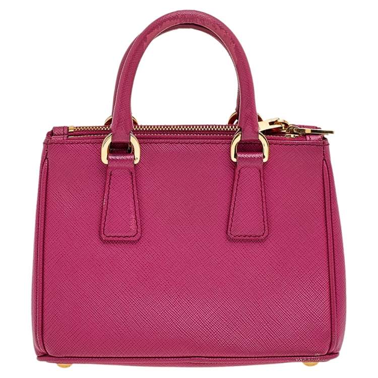 Pre Owned Prada Pink Saffiano Lux Leather Mini Galleria Tote