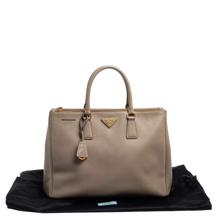 Pre Owned Prada Grey Saffiano Leather Large Double Zip Tote