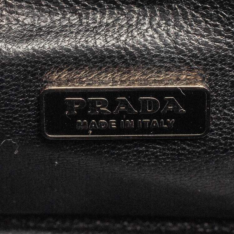 Pre Owned Prada Silver Saffiano Leather Frame Top Handle Bag