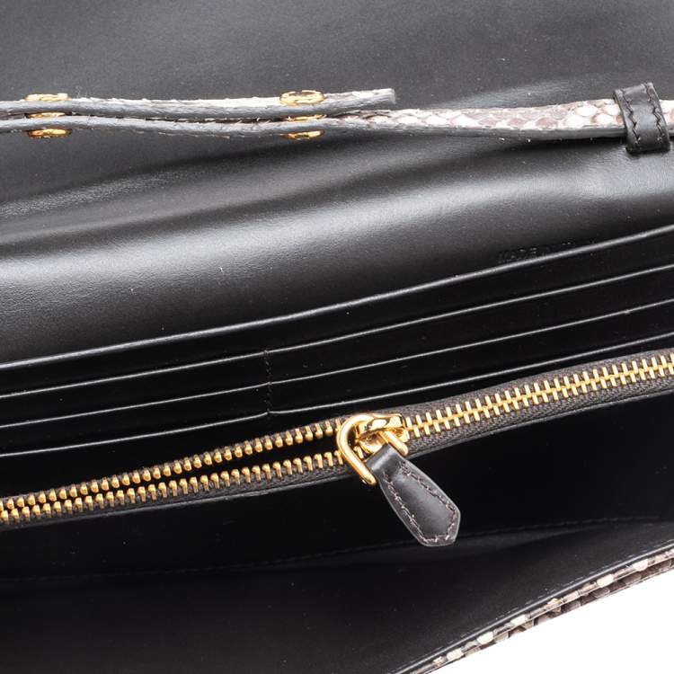 Pre Owned Prada Beige Python Oro Wallet on Chain