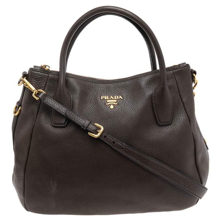 Prada Brown Vitello Daino Leather Sacca 2 Manici Tote Prada | TLC