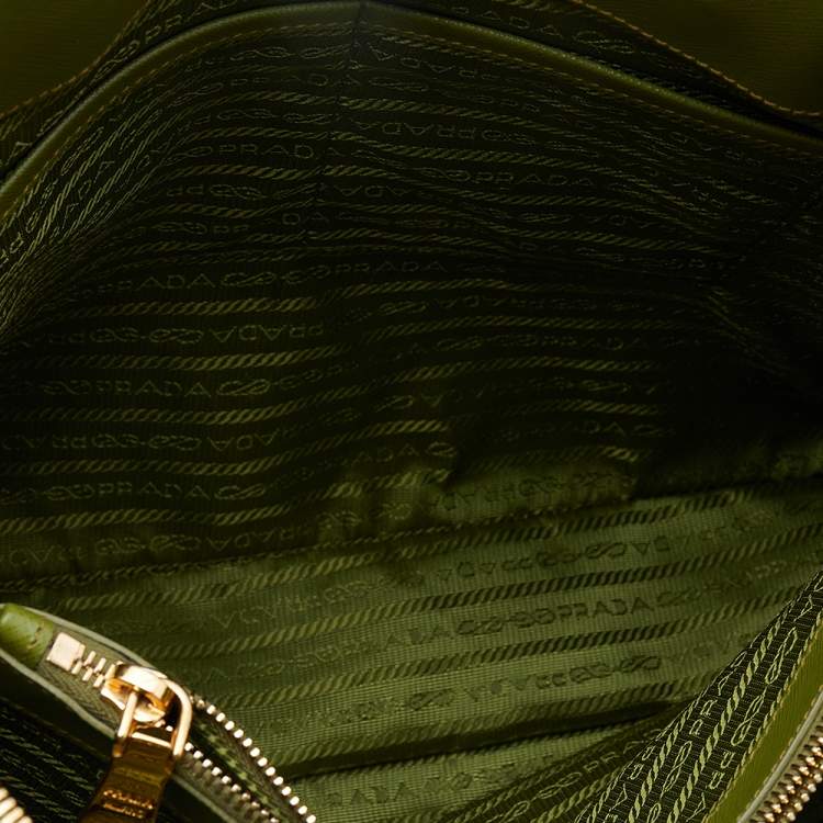 Pre Owned Prada Green Saffiano Leather Promenade XL Top Handle Bag