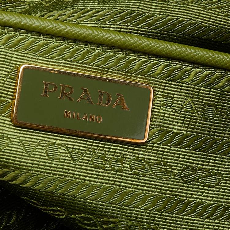 Pre Owned Prada Green Saffiano Leather Promenade XL Top Handle Bag