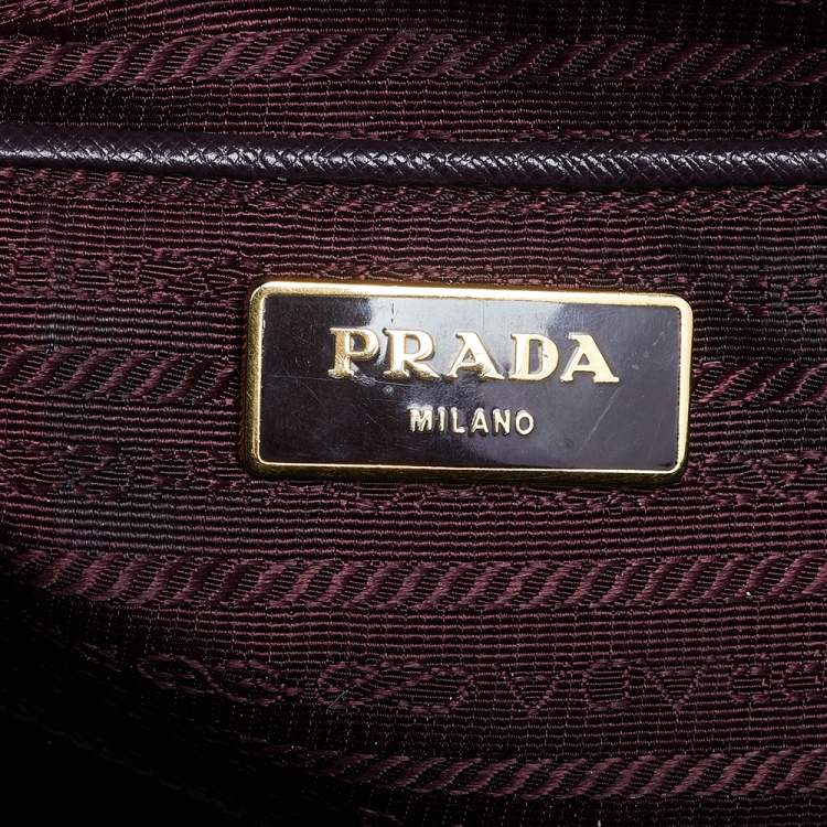 Pre Owned Prada Plum Saffiano Lux Leather Large Galleria Tote