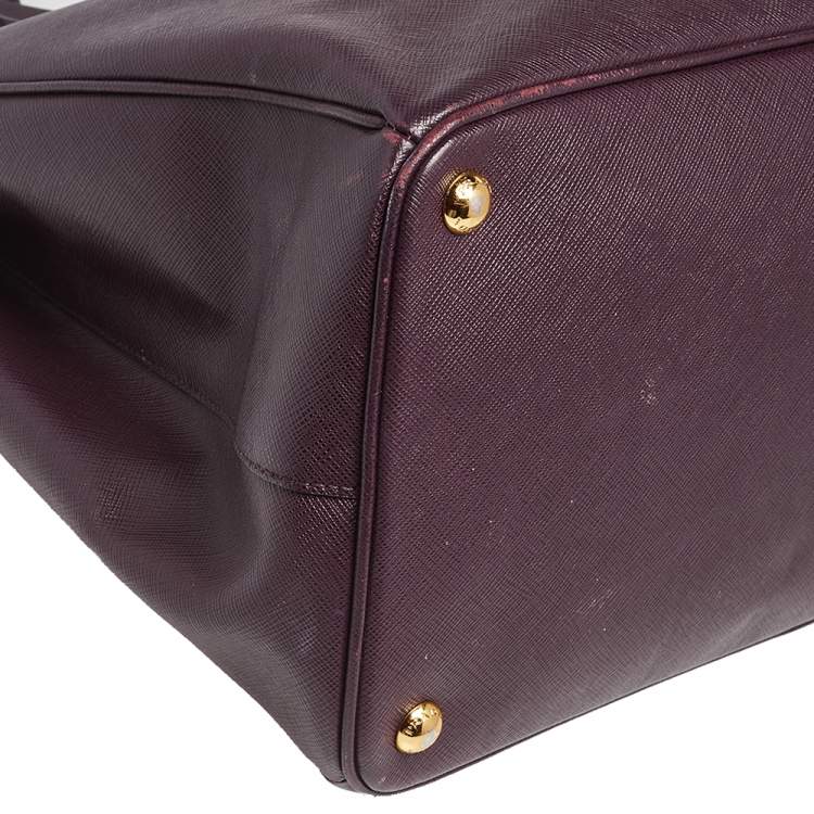 Pre Owned Prada Plum Saffiano Lux Leather Large Galleria Tote